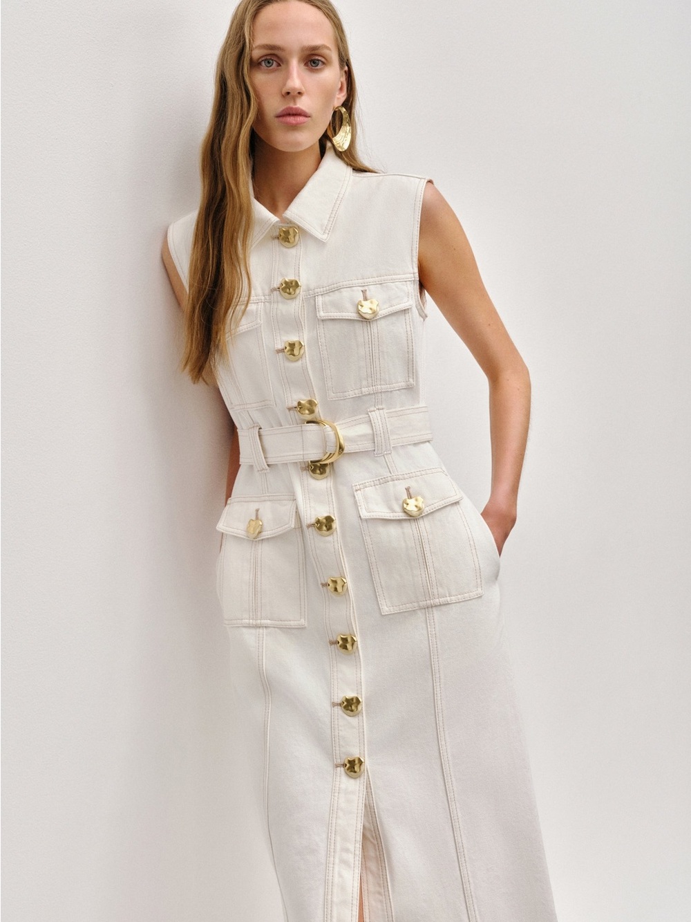 Aje NWOT IVY DENIM MIDI DRESS
